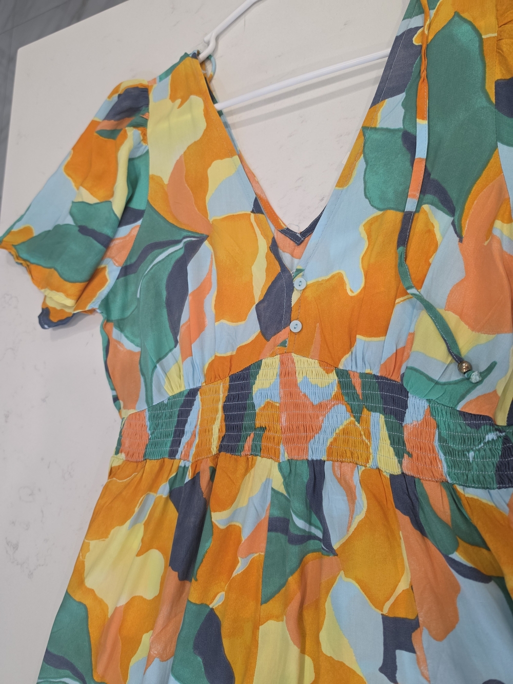 Orange Floral Maxi Dress with Green Accents - Women - Picture 8 of 11